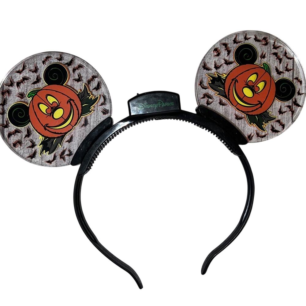 DISNEY PARKS HALLOWEEN ANIMATED MICKEY PUMPKIN EARS LIGHT UP HEADBAND